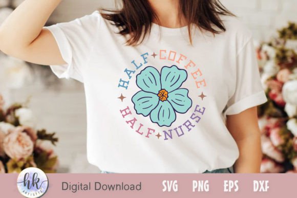 Half Coffee Half Nurse Retro SVG: A Unique Embroidery Design